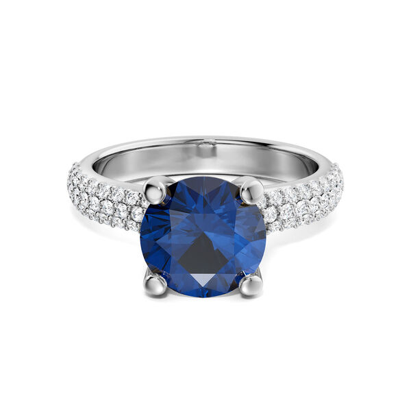 Sapphire Pav&eacute; Solitaire Engagement Ring